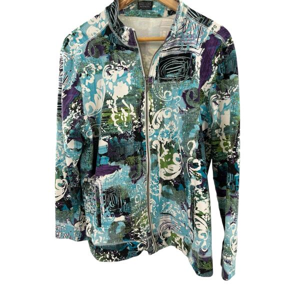 Chico's Additions Jacket Full Zip Size Large Stretch Lightweight‎ with Pockets - Picture 1 of 11